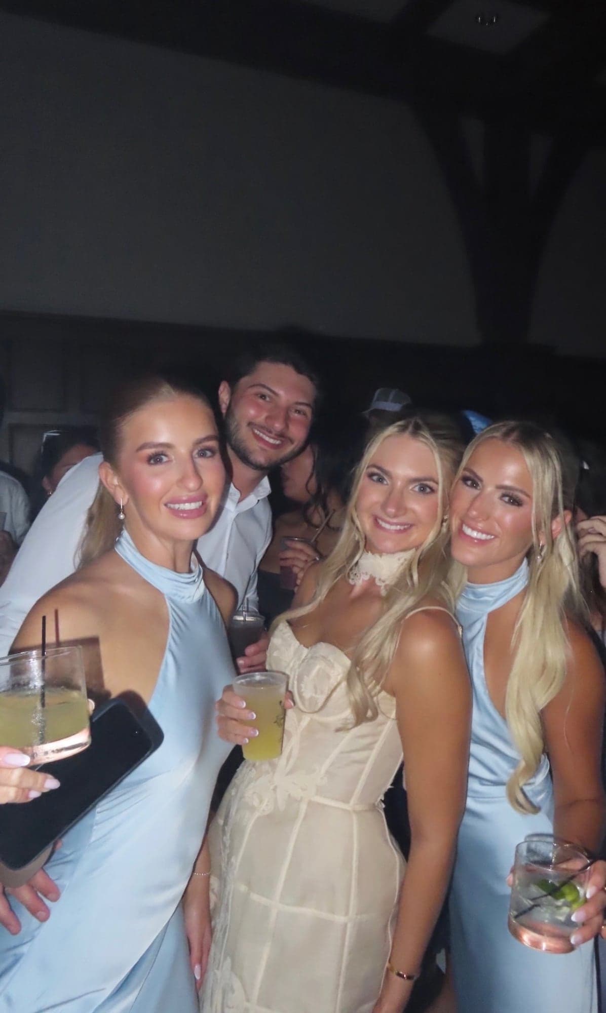 friends crowded together at the after-party