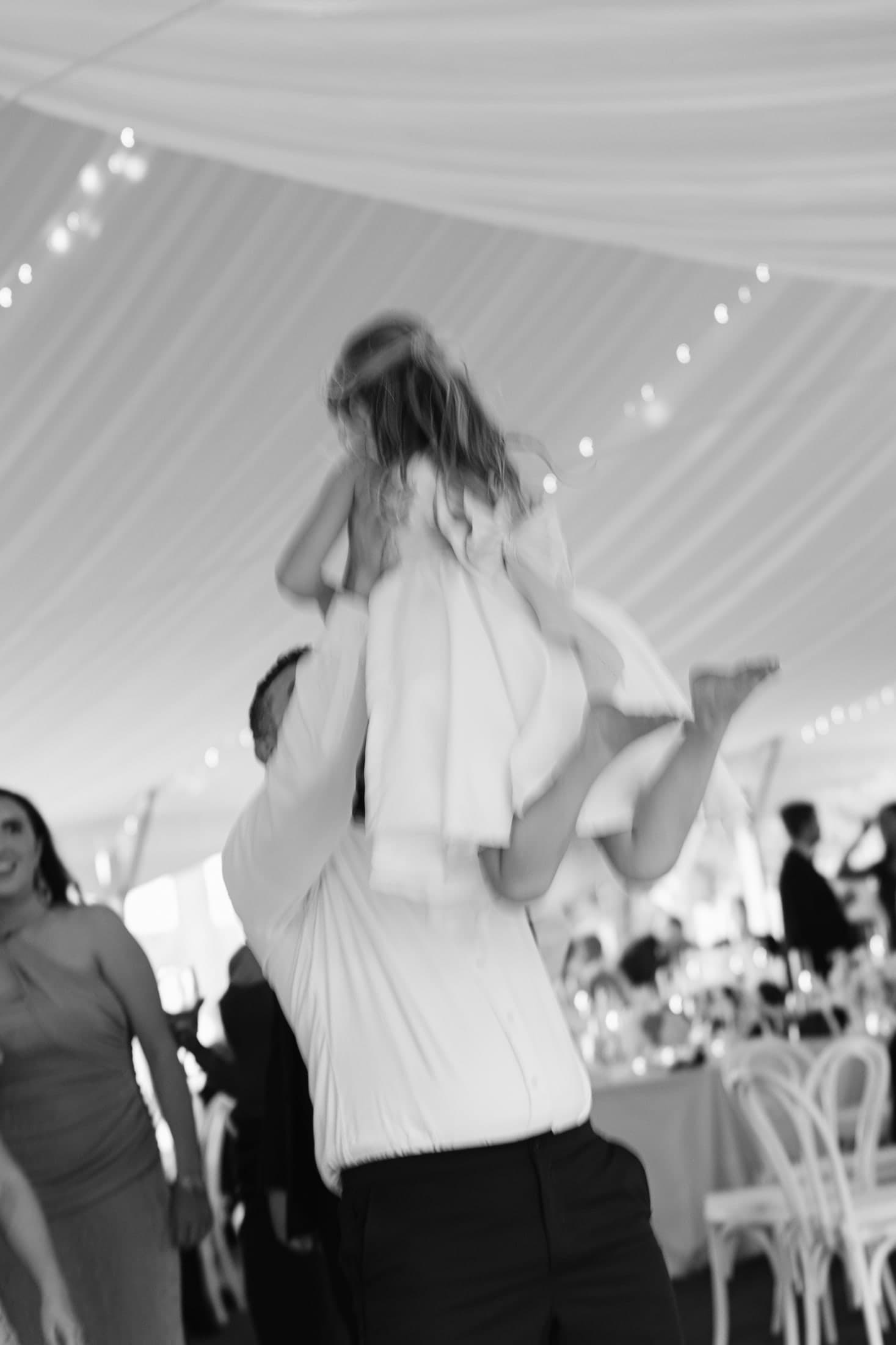 swept up on the dance floor, in black and white
