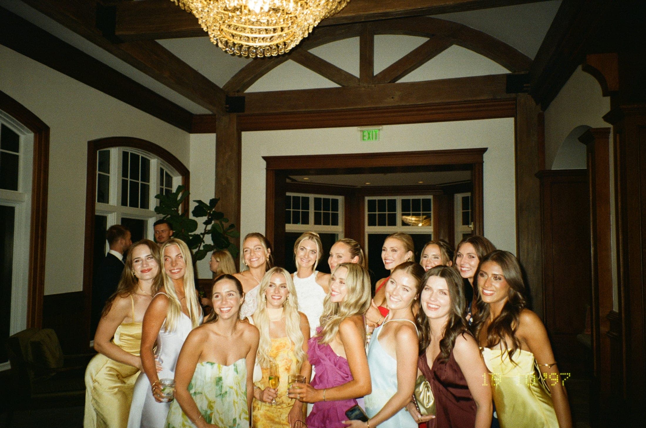 the girls in their gowns at the rehearsal dinner